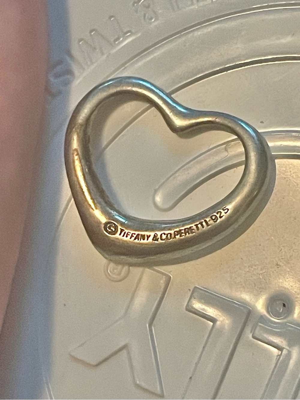 Preowned vintage Tiffany & Co. Silver Open Heart Pendant